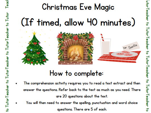 11+ Christmas Reading Paper - Christmas Eve Magic