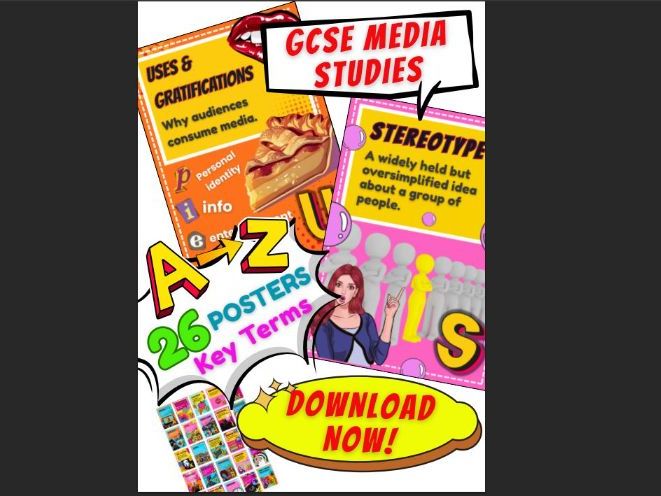 GCSE Media Studies | A-Z Media Terminology | 26 Posters | Classroom Display | KS4 | Revision