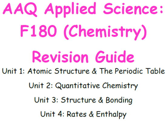 OCR AAQ Applied Science F180 Chemistry Revision Guide