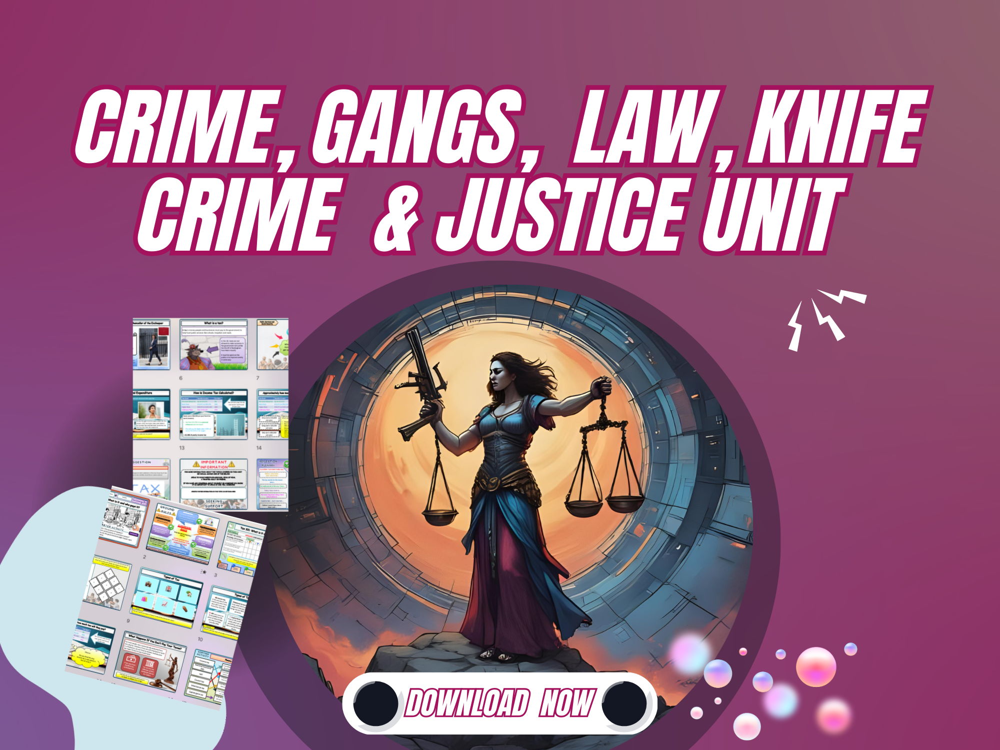 Crime, gangs and law PSHE lesson bundle KS3 KS4