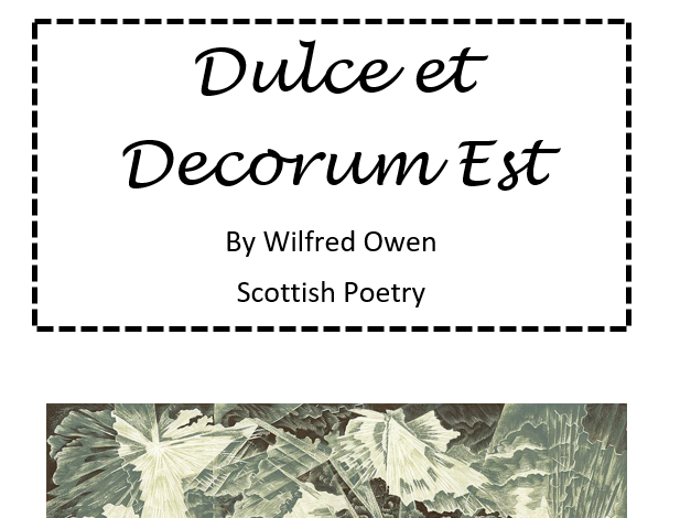 Dulce et Decorum Est - Differentiated Workbook