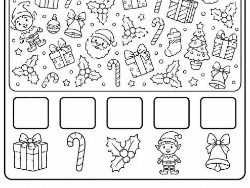 I Spy Christmas Counting and Colouring Worksheet