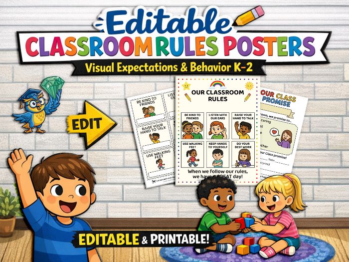 Editable Classroom Rules Posters