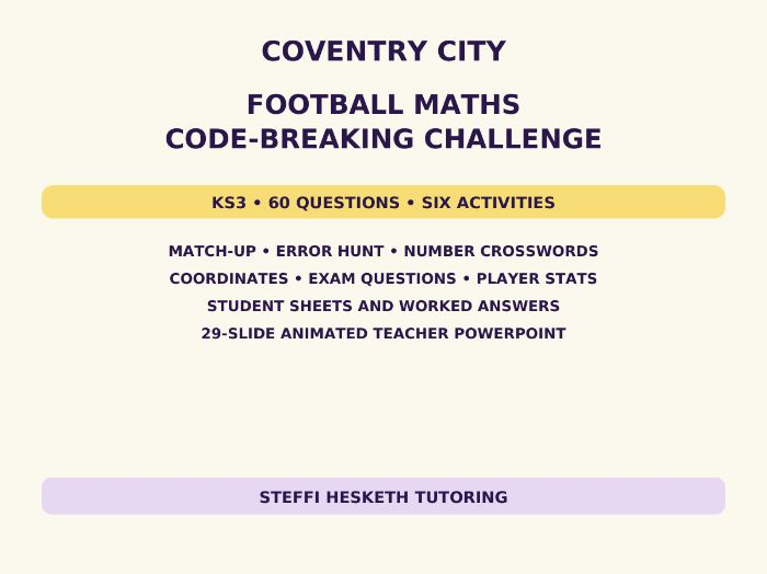 Coventry City Football Maths Code-Breaking Challenge – KS3