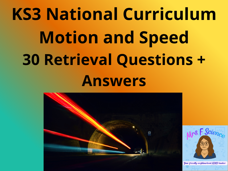 KS3 Physics Motion & Speed – 30 Retrieval Questions + Answers PDF Worksheet
