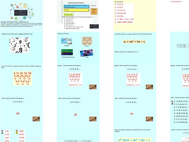 Sequences - GCSE Maths Foundation PowerPoint Lessons Resource Bundle