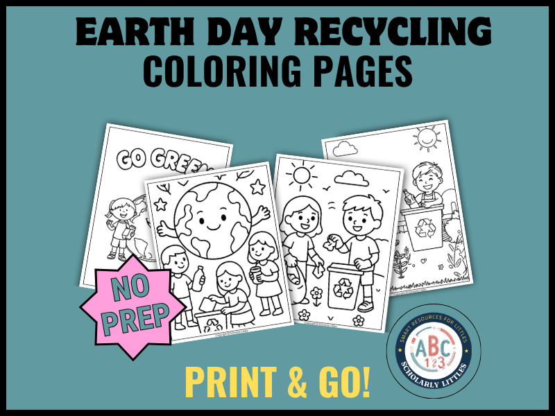 Earth Day Recycling Coloring Pages K-1 & 1st