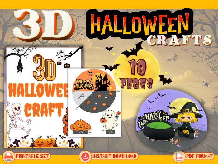 3D Halloween Craft for Kids – Cut, Fold & Glue Printable Halloween Activity | Grades 1–5