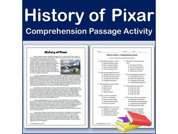 History of Pixar Studios | Reading Comp Passage & Activity | Editable