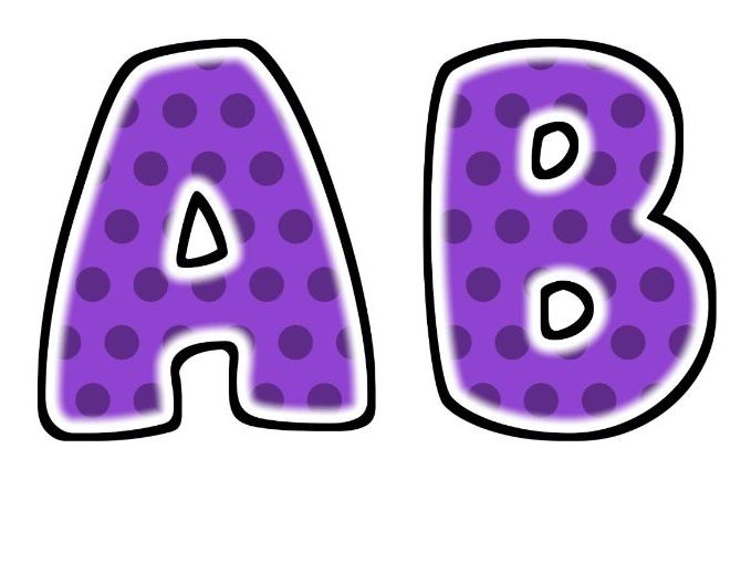 Purple Polka Dot Glow Bubble Letters | Bulletin Board Letters | Classroom Display Pack