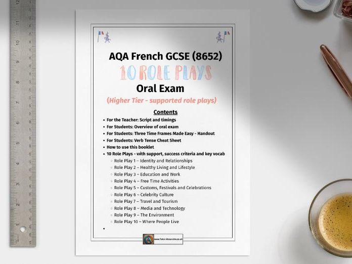 AQA French GCSE 10 Role Plays (Higher)