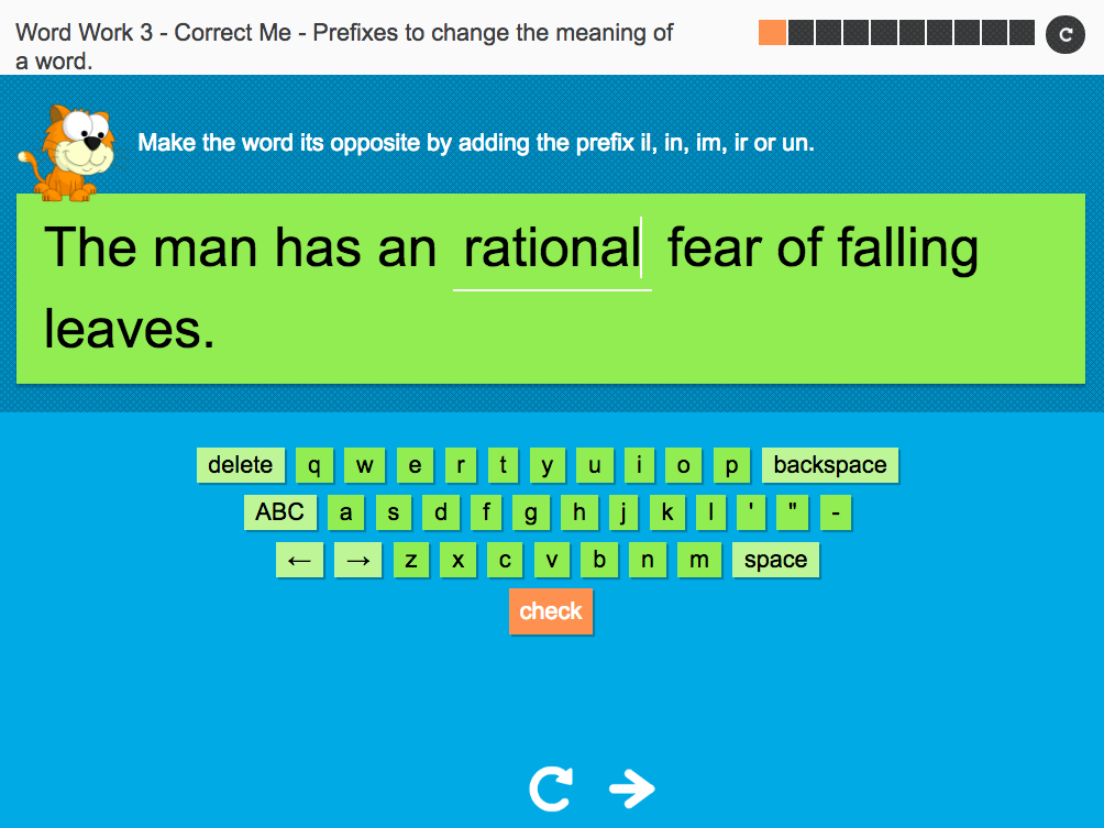 Prefixes to change word meaning Interactive Spelling Exercise Year