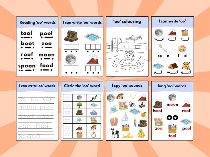 ‘long oo’ Phonics Sound Workbook – Early Reading & Writing Activities