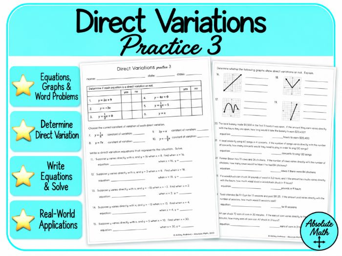 Direct Variations Practice 3 | Equations, Graphs & Word Problems