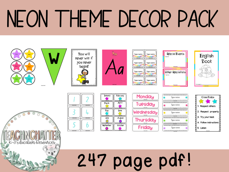 Neon classroom theme Teaching Resources