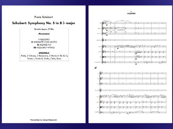 Schubert Symphony No. 5 – Full Sibelius Score File
