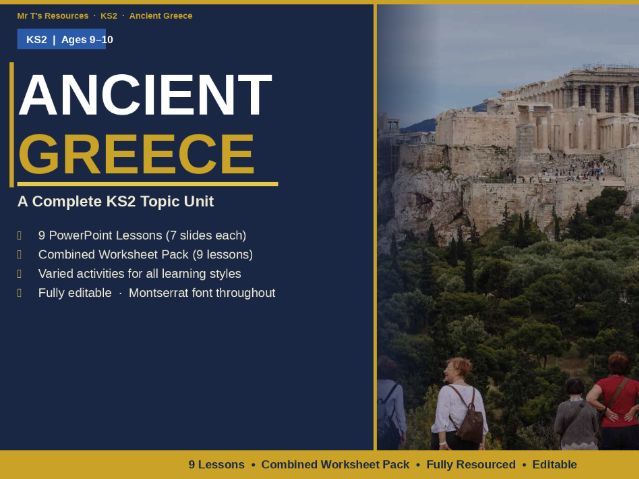 Ancient Greece | Complete KS2 Topic Unit | 9 Lessons + Worksheets