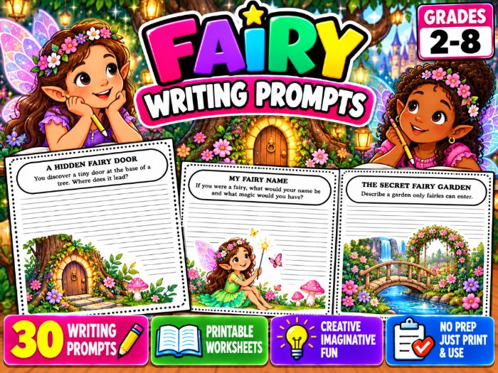 Fairy Writing Prompts | 30 Printable Creative Writing Worksheets | Grades 2–8