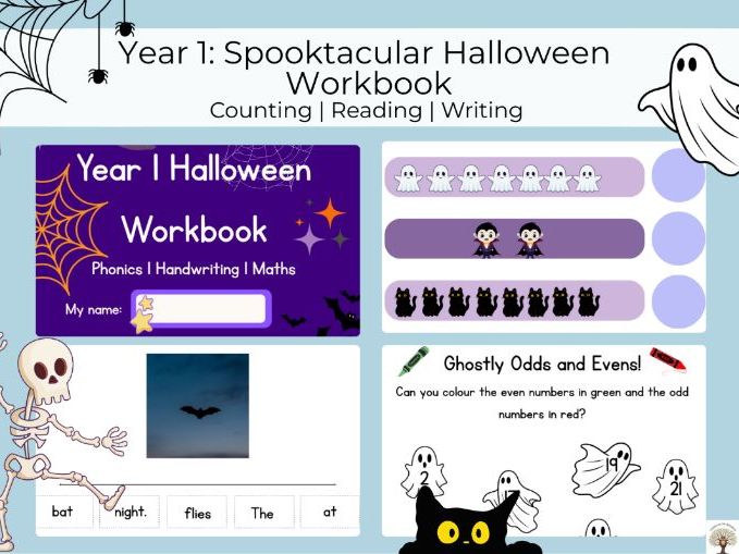 Year 1 Halloween Workbook – KS1 Maths, Literacy and Phonics Activities
