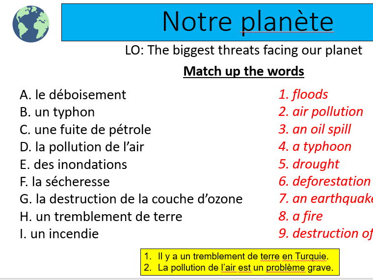 Studio GCSE module 8 unit 1 - Notre plantète