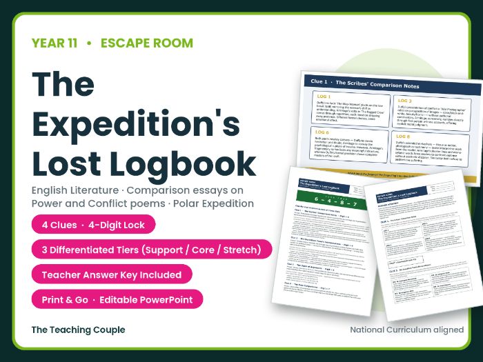 Y11 GCSE Poetry Comparison Escape Room | Power & Conflict | Polar Theme | KS4 / GCSE