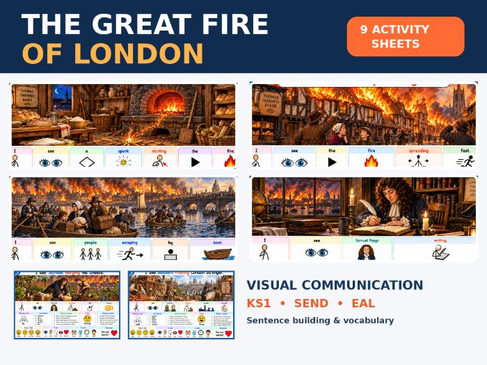 Great Fire of London – Visual Communication and Colourful Semantics Pack | KS1, SEND and EYFS