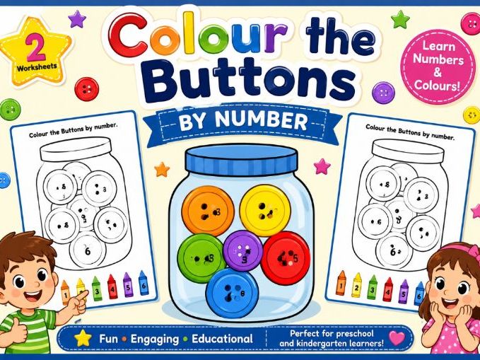 Colour the Buttons by Number – Numbers and Colours Activity