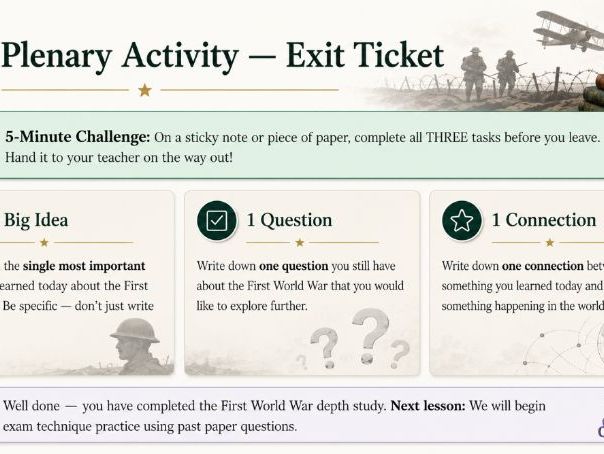 iGCSE History Depth Study A - The First World War