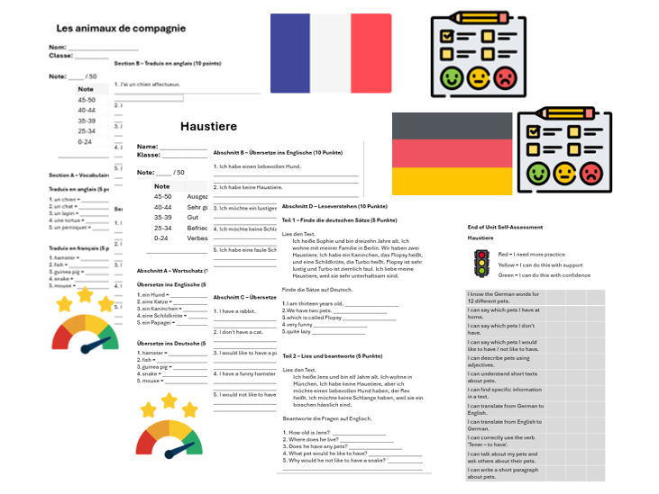 Pets (French & German) – Assessment, Mark Scheme & Self Assessment