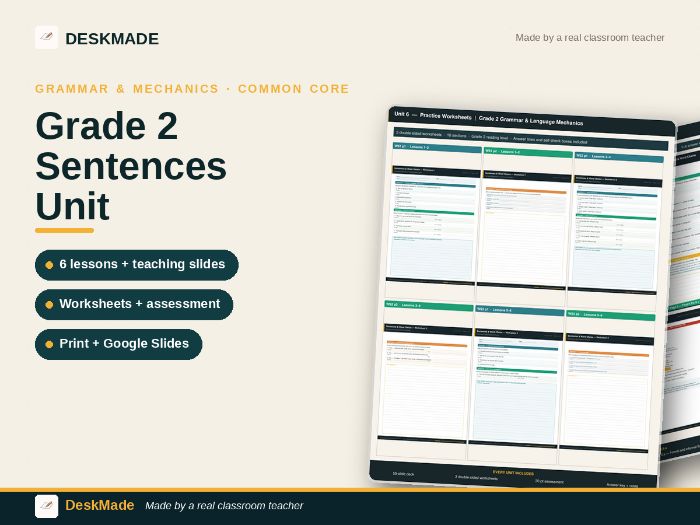 Grade 2 Sentences Unit | Expand, Rearrange & Word Choice | CCSS