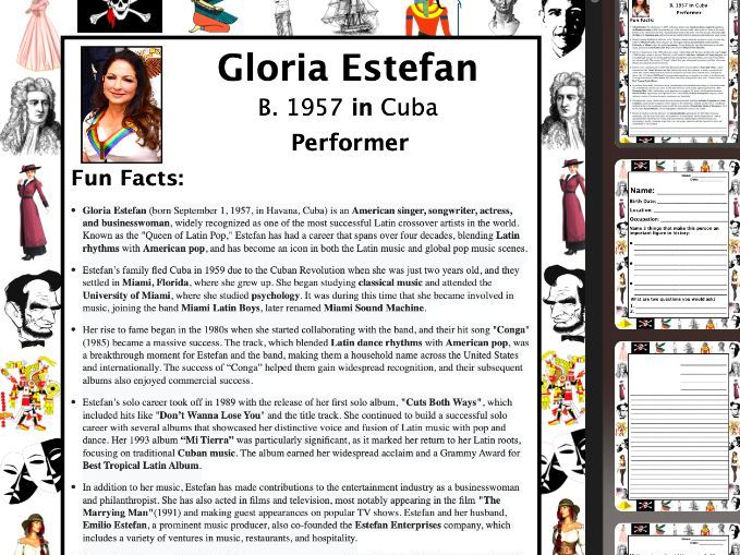 Gloria Estefan PACKET & ACTIVITIES, Important Historical Figures Series