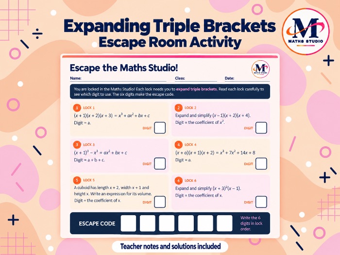Expanding Triple Brackets | Escape Room Activity