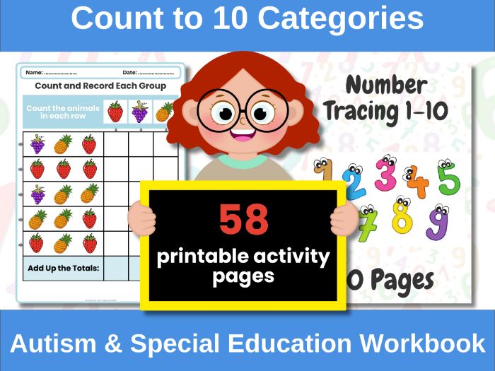 Count to 10 Categories Workbook – Autism, Early Math & Special Education