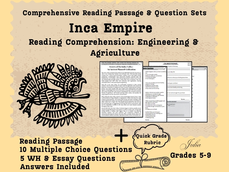 Inca Empire Reading Comprehension: Engineering & Agriculture | Questions & Activities Worksheet