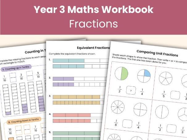 Year 3 Maths Workbook | Fractions | Printable Worksheets