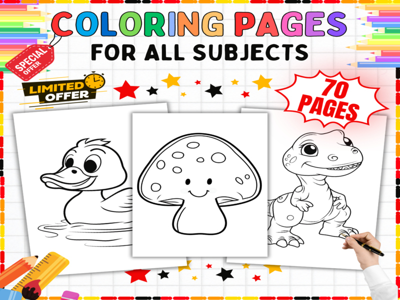 70 Colouring Pages for Kids | Creative Art Activities | Early Years Primary Drawing Sheets