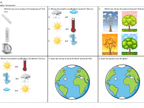 Year 1 Geography Assessment (Seasons)