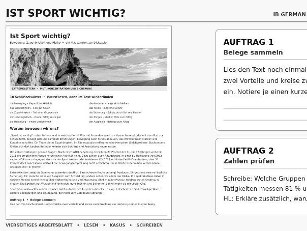 IB German B Sport: Reading and Grammar