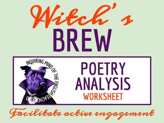 "Witch's Brew" by Dorothy Quick Poem Analysis Worksheet | Gothic Fantasy and Mythological Poetry