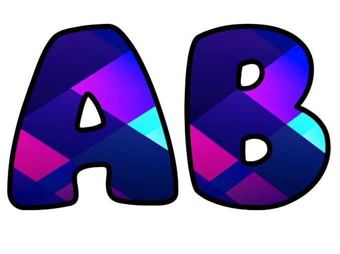 Blue Purple Abstract Art Classroom Display | Lettering Set | Upper & Lowercase, 0-9 and Signs
