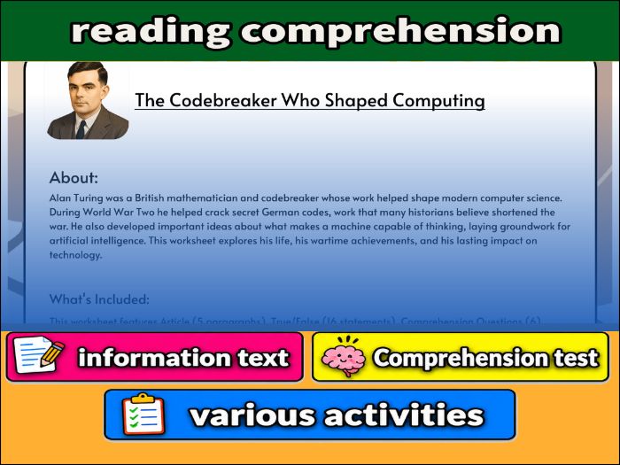 Alan Turing :The Codebreaker Who Shaped Computing- Reading Comprehension & Activities