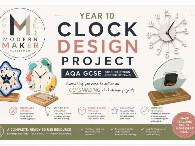 AQA GCSE Design & Technology Clock Project | Year 10 Acrylic Clock Practical Resource