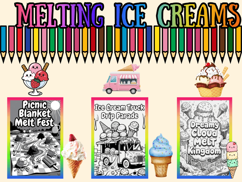 Summer Melting Ice Cream Coloring Pages for Kids | NO PREP Printable Pack