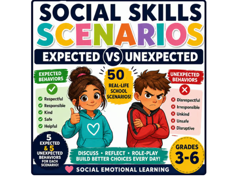 Socials Skills Scenarios | Appropriate vs Inappropriate Beh | SEL Activities