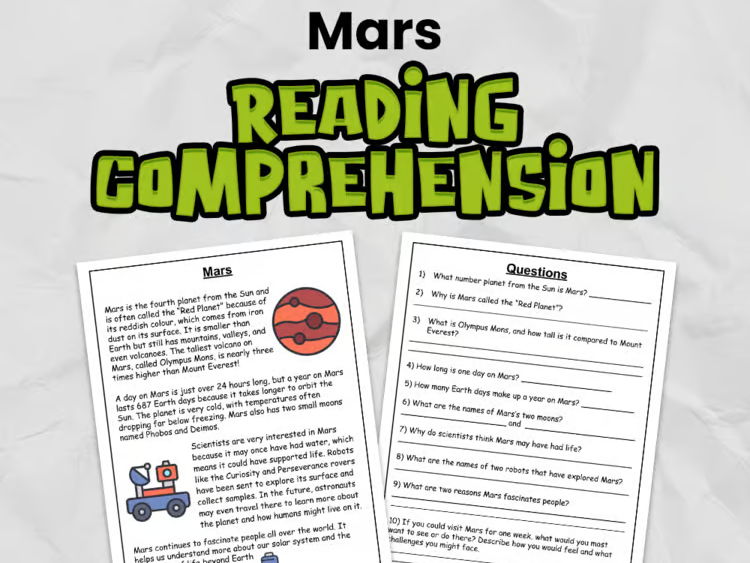 Mars Reading Comprehension for KS2 | Guided Reading Task