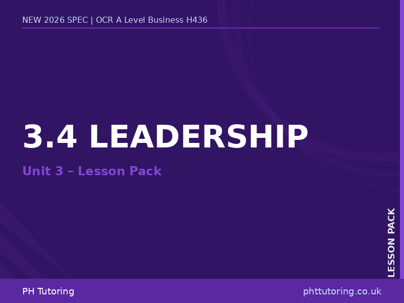 NEW 2026 OCR A Level Business H436 – 3.4 Leadership –LESSON PACK