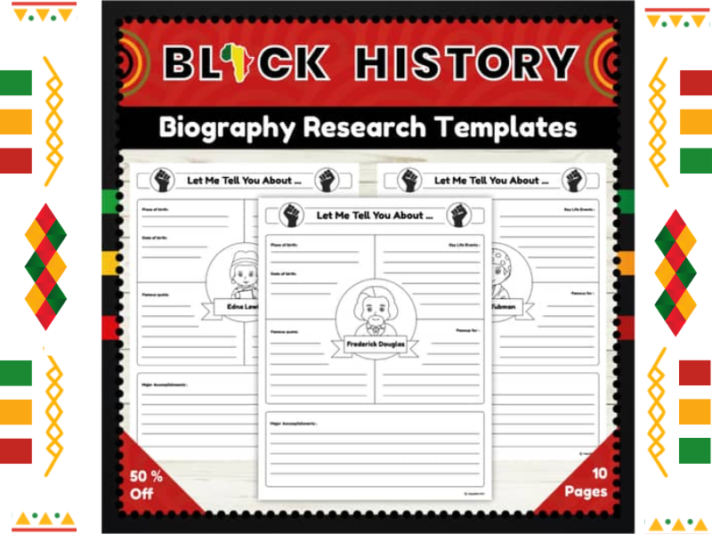 Black History Month : Leaders Biography Research Templates for 2nd Graders