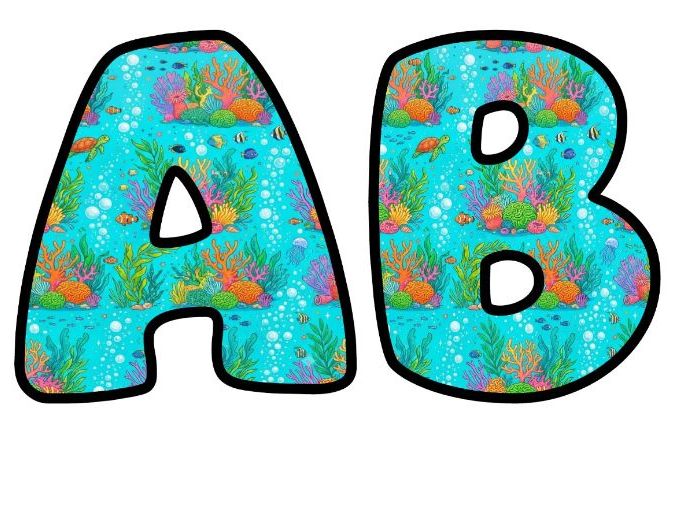 Turquoise Coral Reef Bubble Letters | Under the Sea Bulletin Board Letters | Classroom Display Pack
