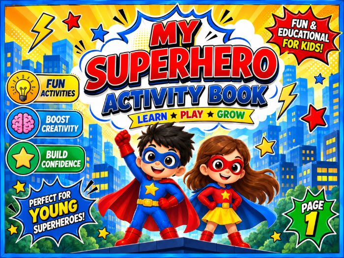 Superhero Activity Book for Preschool & K | Math, Tracing, Matching & Fine Motor Activities