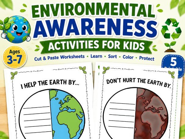Earth Day Activities for Kids | Cut & Paste, Coloring & Writing Workbook